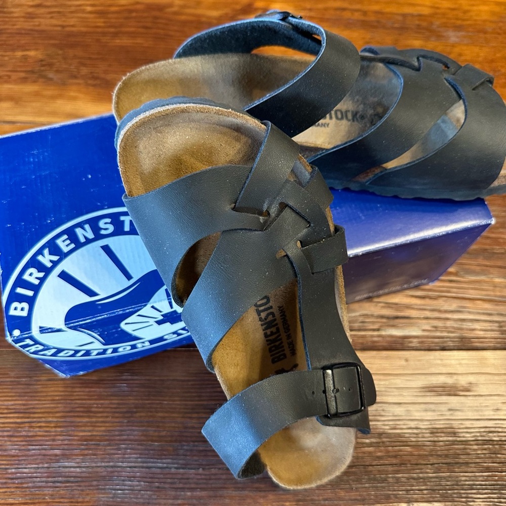 Birkenstock Black Leather Women's Slide Sandals